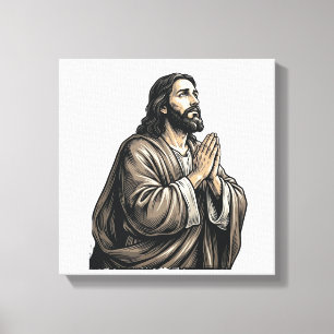 Lienzo Camiseta religiosa de hombre orando con grabado vi