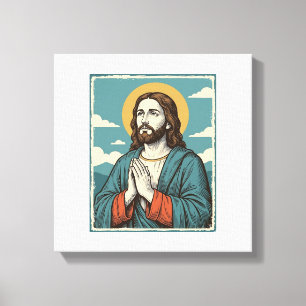Lienzo Camiseta religiosa vintage orando Salvador Diseño_