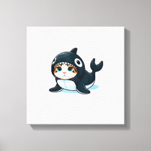 Lienzo Camiseta sin mangas de gato con disfraz de orca