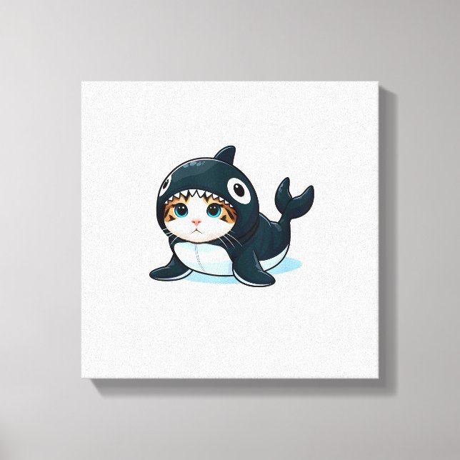Lienzo Camiseta sin mangas de gato con disfraz de orca (Anverso)