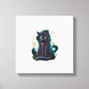 Lienzo Camiseta sin mangas de Halloween de gato negro mís
