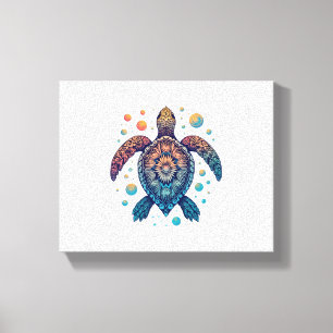 Lienzo Camiseta Tie-Dye de Tortuga Marina Hawaiana Vacaci