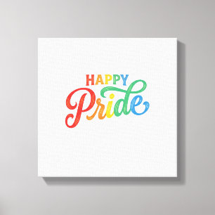 Lienzo Camiseta Tipografía Arcoíris Vintage Orgullo Feliz