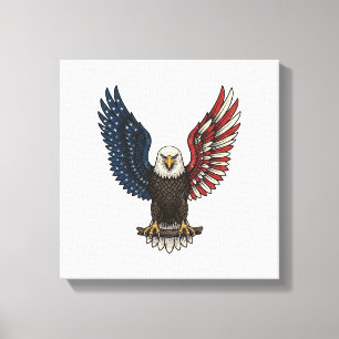 Lienzo Camiseta vectorial de águila patriótica vintage_1