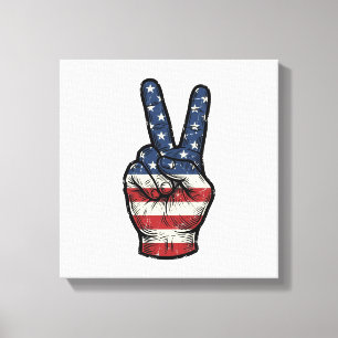 Lienzo Camiseta vectorial de mano de paz patriótica vinta