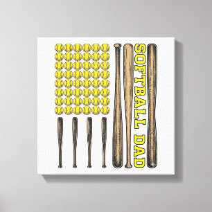 Lienzo Camiseta Vectorial de Murciélago y Pelota de Softb