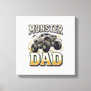 Lienzo Camiseta vectorial vintage de camión monstruo papá