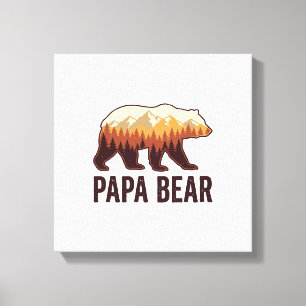 Lienzo Camiseta vintage de bosque de silueta de oso Papa 