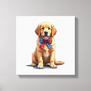 Lienzo Camiseta Vintage de Cachorro Golden Retriever Patr