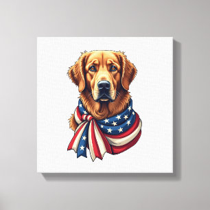 Lienzo Camiseta Vintage de Golden Retriever Old Glory 2