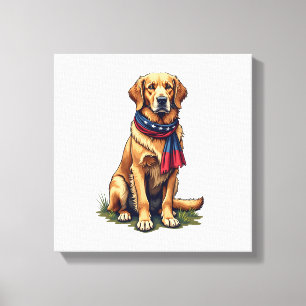 Lienzo Camiseta Vintage Patriótica de Caza del Retriever