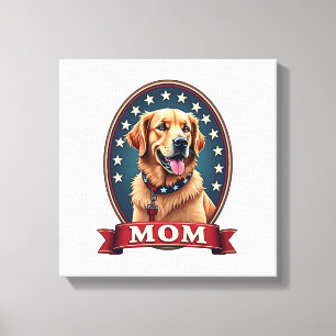 Lienzo Camiseta Vintage Patriótica de Mamá Perro Retrieve