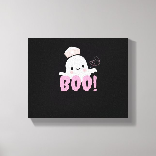 Lienzo Camisetas de enfermería de Halloween ¡Boo femenino (Anverso)