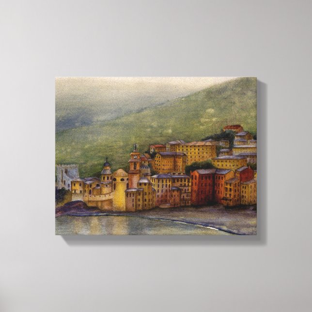 Lienzo Camogli, Italia pintura acuarela envuelta (Anverso)