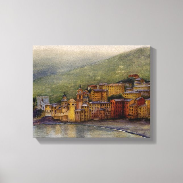 Lienzo Camogli, Italia pintura acuarela envuelta (Anverso)