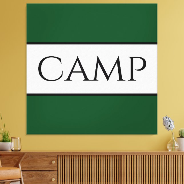 Lienzo CAMP negrita Colorful Dark Green Stripes Blanco Te (Insitu (Sala de estar))