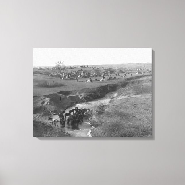 Lienzo Campamento indio lakota en el río Blanco (Anverso)