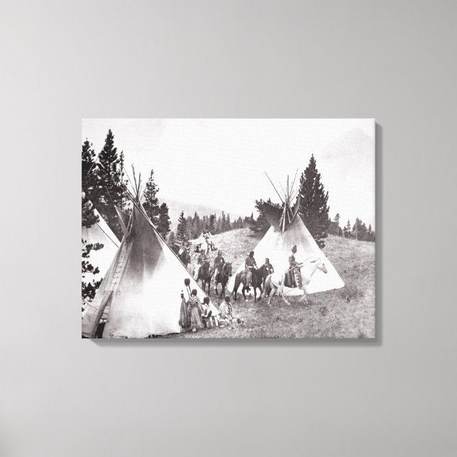 Lienzo Campamento nativo americano de tepee, Montana, c.1 (Anverso)