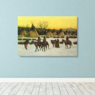 Lienzo Campamento Sioux en Wounded Knee por John Hauser