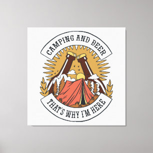 Lienzo Campamento y cerveza