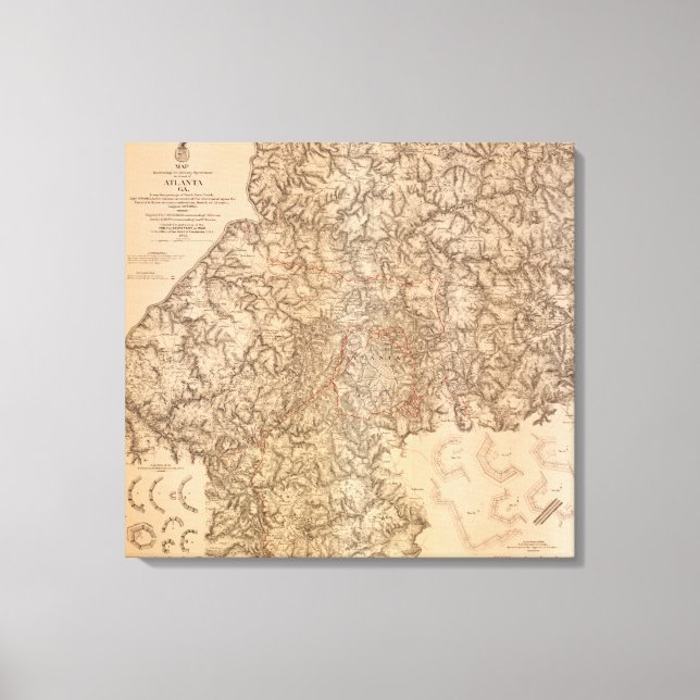 Lienzo Campaña de Atlanta - Mapa Panorámico de la Guerra  (Anverso)