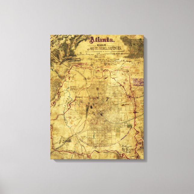Lienzo Campaña de Atlanta - Mapa Panorámico de la Guerra  (Anverso)