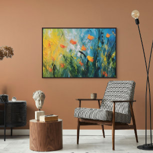 Lienzo Campanillas – Pradera floral abstracta en movimien