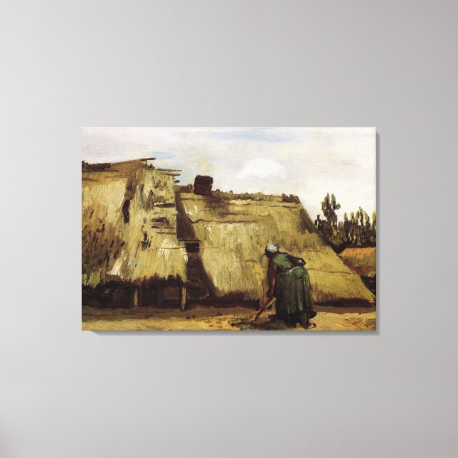 Lienzo Campesina cavando frente a su cabaña (Anverso)