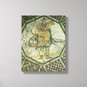 Lienzo Campesino que lleva una oveja y una cesta de queso