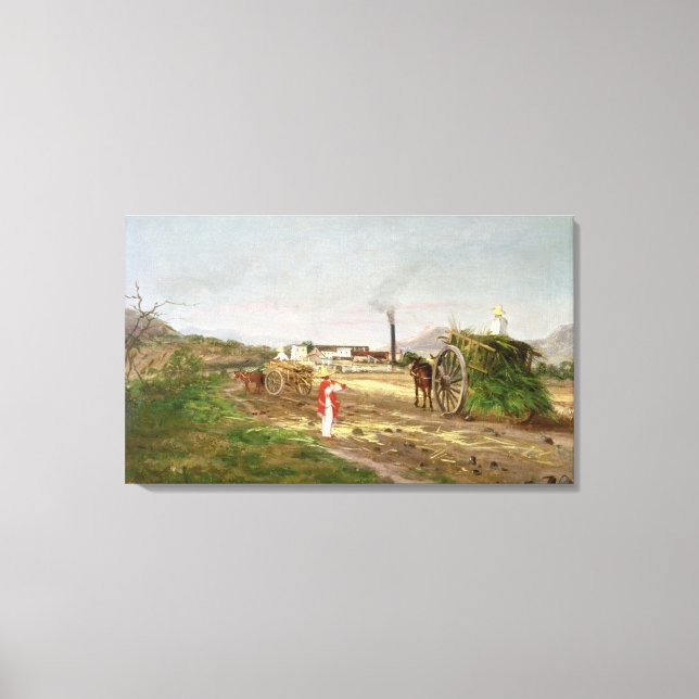 Lienzo Campesinos recolectando caña de azúcar (Anverso)