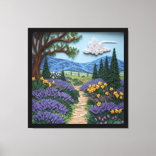 Lienzo Campiña inglesa con narcisos y lavanda