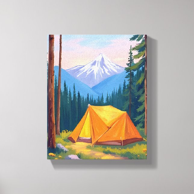 Lienzo Camping Mountain Watercolor (Anverso)
