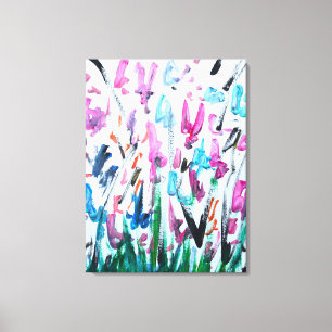 Lienzo Campo Abstracto de Flores Silvestres Vibrantes