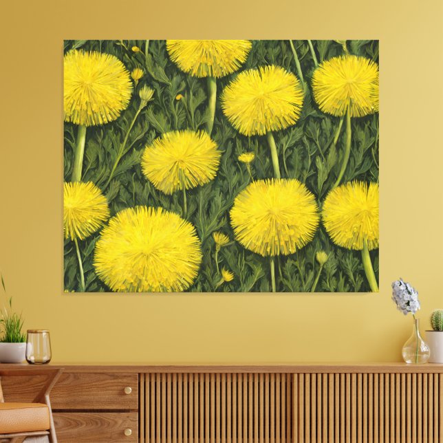 Lienzo campo brillante de flores de diente de león impres (Insitu (Sala de estar))