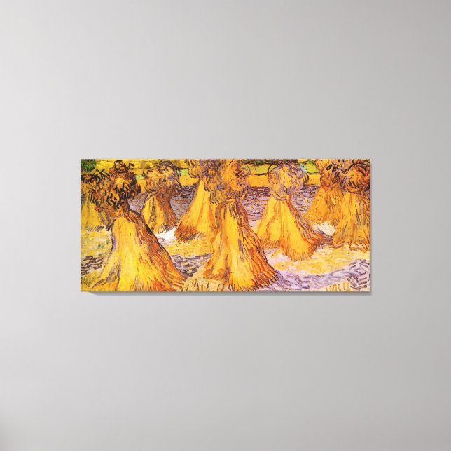 Lienzo Campo con pilas de trigo de Van Gogh. (Anverso)