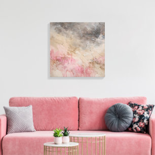 Lienzo Campo de Color Abstracto Pintura - Rosa Rubor