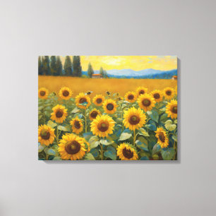 Lienzo Campo De Girasol En La Pintura De Campo