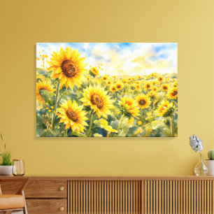 Lienzo Campo de Girasoles – Girasol Acuarela