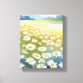 Lienzo Campo de Margaritas | Pintura Floral de Prado de F