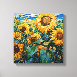 Lienzo Campo De Sunflowers Estilo Van Gogh