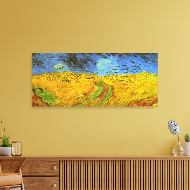 Lienzo Campo de trigo con cuervos de Vincent van Gogh (Insitu (Sala de estar))