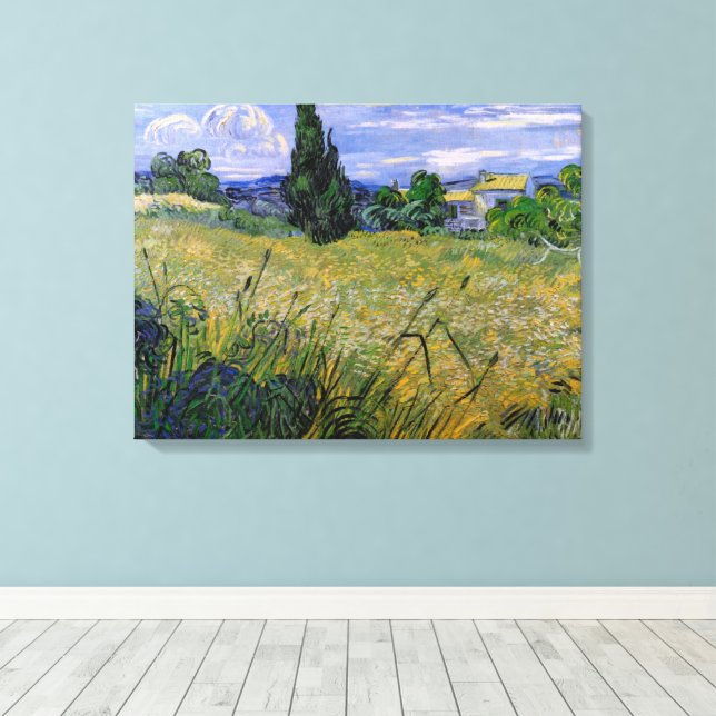 Lienzo Campo de trigo verde con ciprés de Vincent van Gog (Insitu (piso de madera))