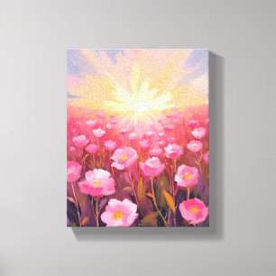 Lienzo Campo Floral Acuarela Flor de Rosa