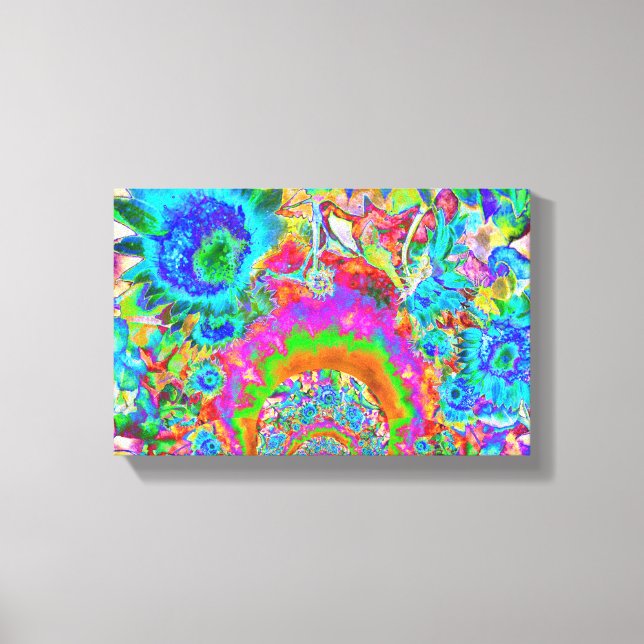 Lienzo Campos de girasol para siempre - azul (Anverso)