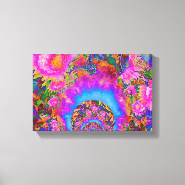 Lienzo Campos de girasol para siempre - rosa (Anverso)