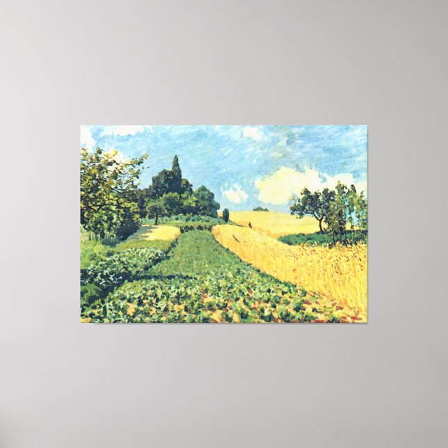 Lienzo Campos de maíz Alfred Sisley en las colinas de Arg (Anverso)