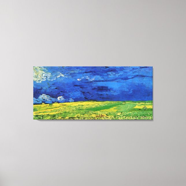 Lienzo Campos De Trigo Bajo Cielo Nublado Van Gogh (Anverso)