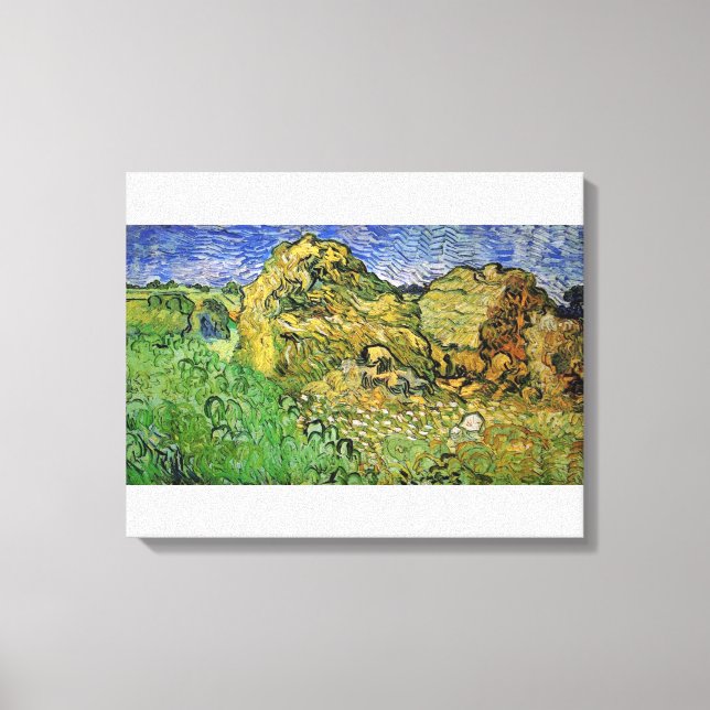 Lienzo Campos de trigo con pilas, Vincent van Gogh. (Anverso)