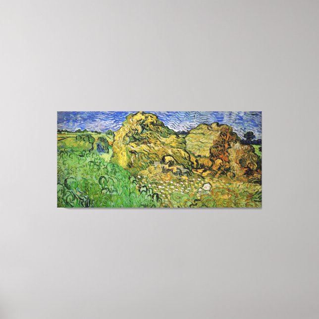 Lienzo Campos de trigo con pilas, Vincent van Gogh. (Anverso)
