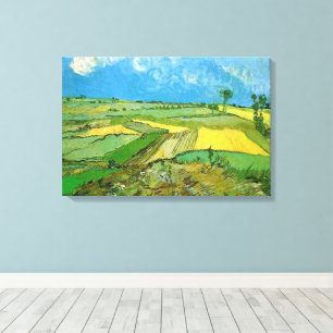 Lienzo Campos de trigo de Van Gogh en Auvers bajo un ciel